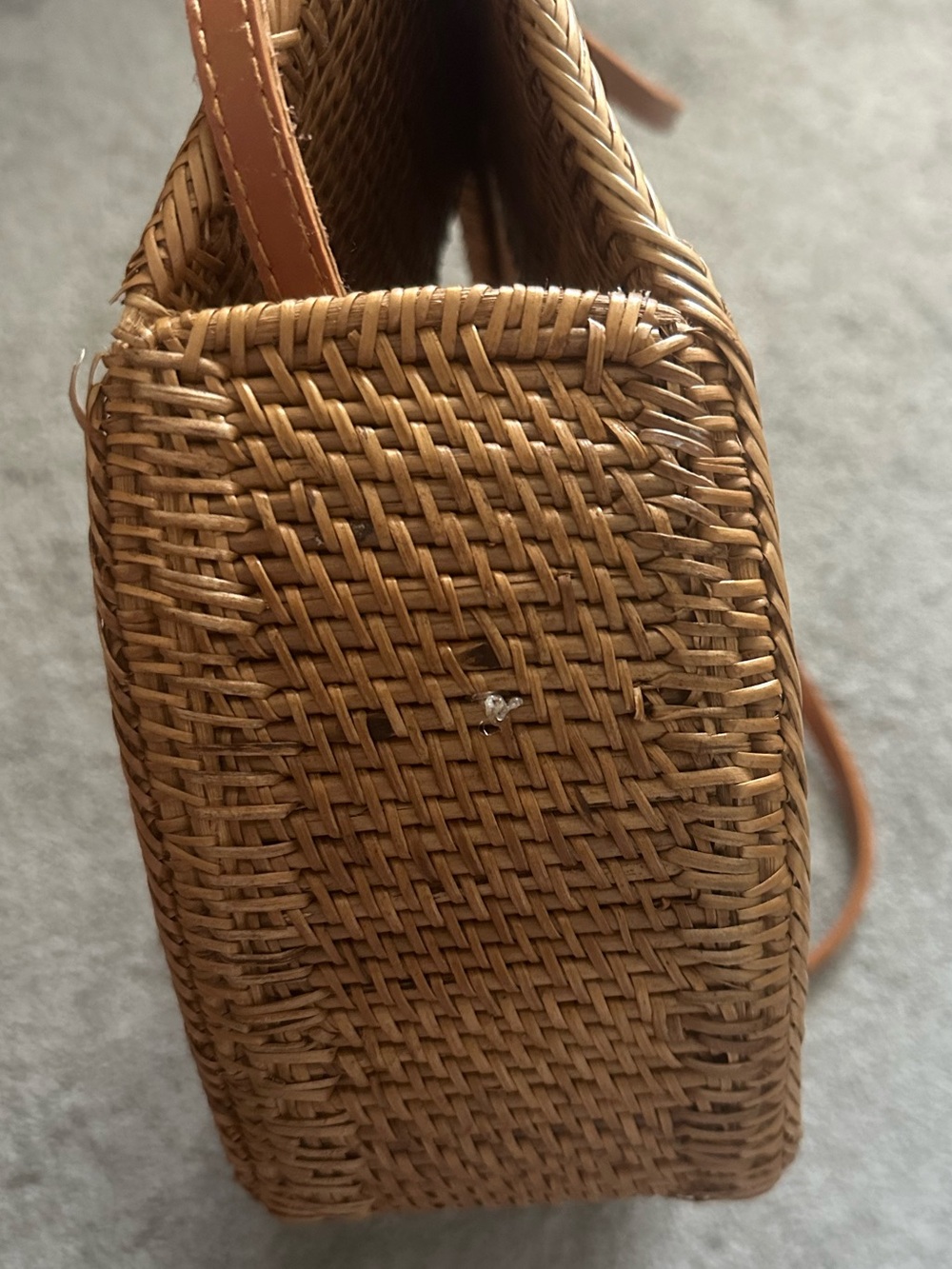 Anthropologie Rattan Woven Crossbody Bag in Tan/Brown Natural Lightweight - Picture 16 of 16